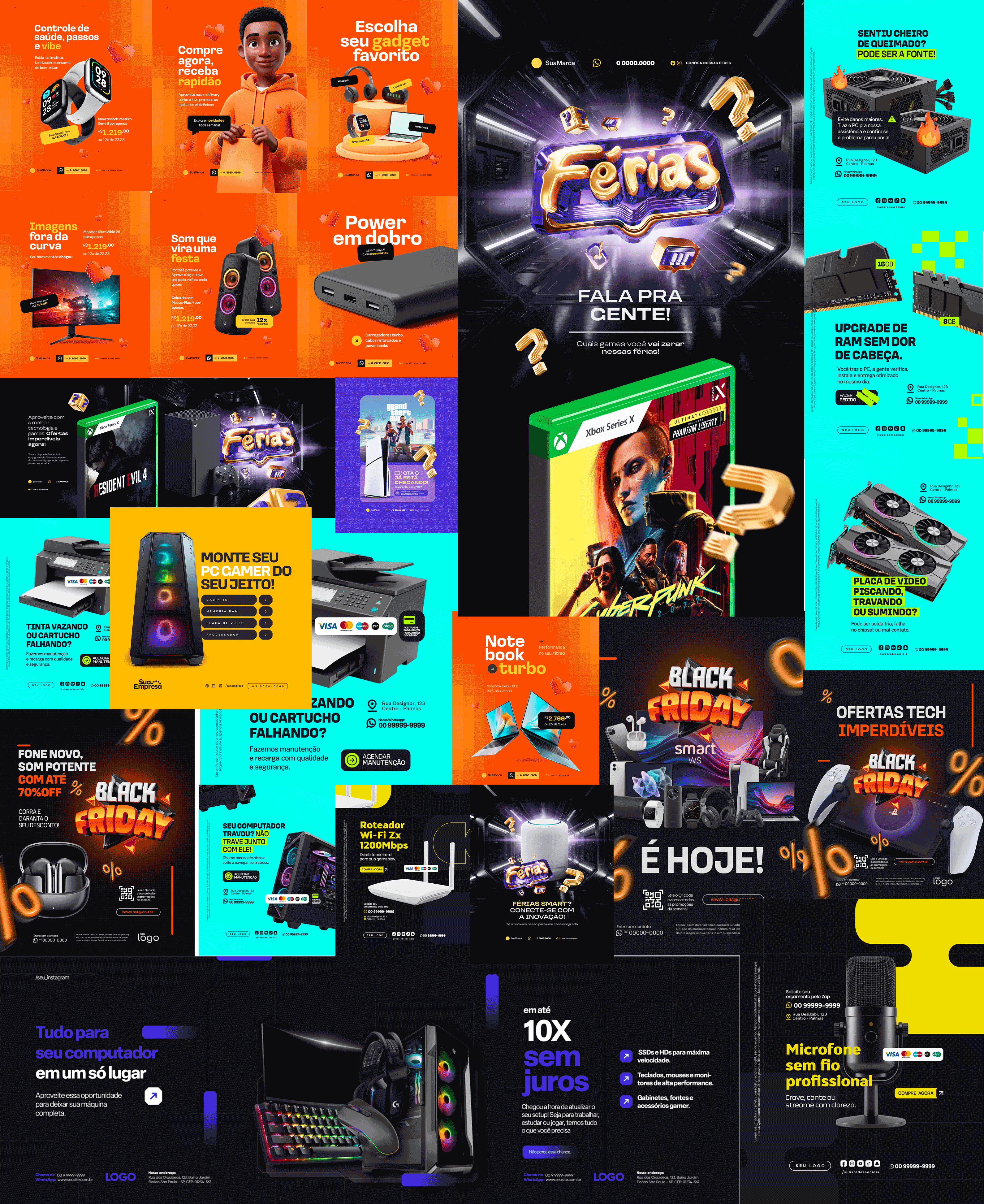 Pack de 24 templates PSD de matériel informatique