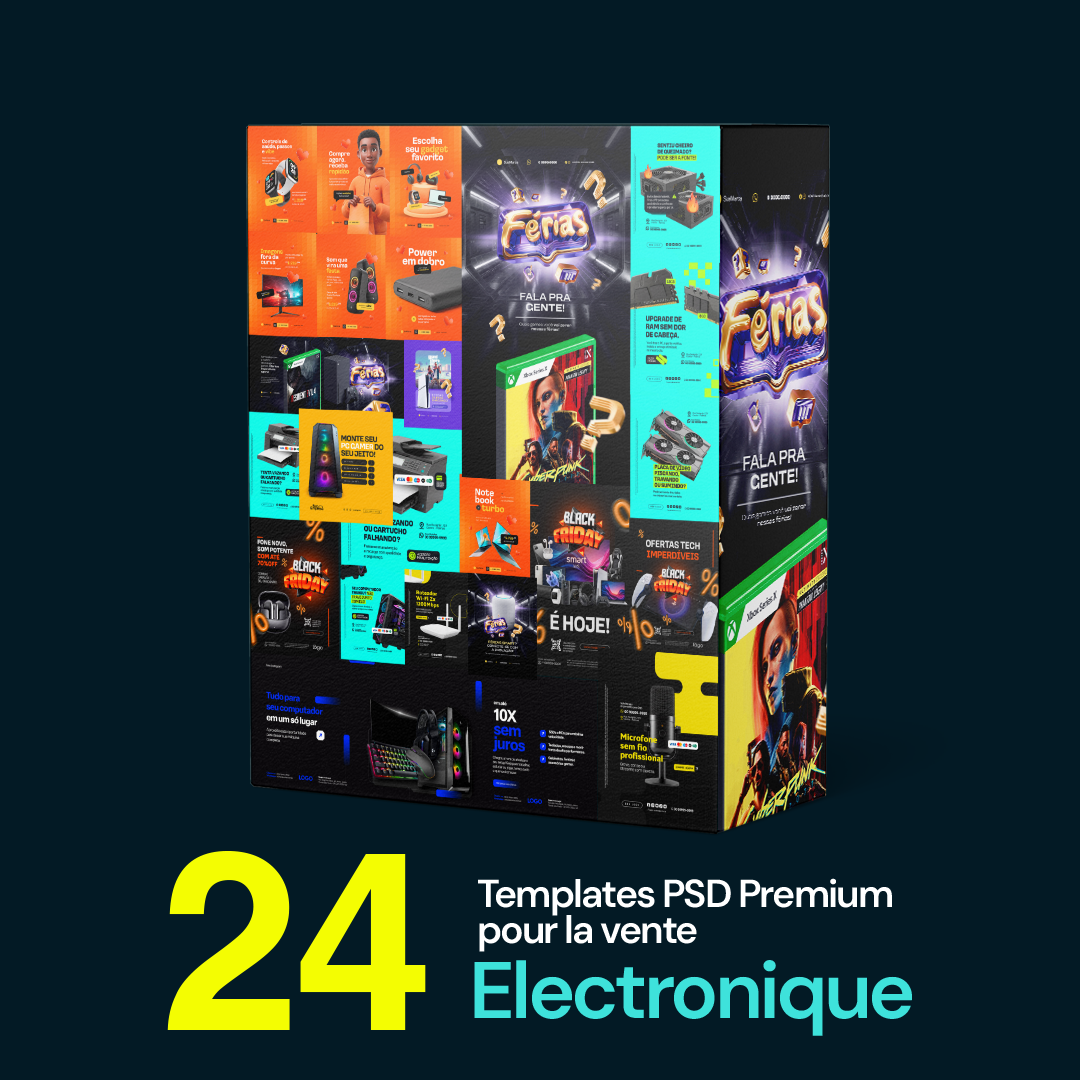 Pack de 24 templates PSD de matériel informatique